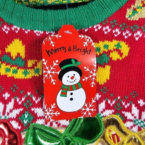33 Degrees THREE TACOS Knit Ugly Christmas Sweater NWT Men's Size L RED Sombrero - Picture 4 of 12